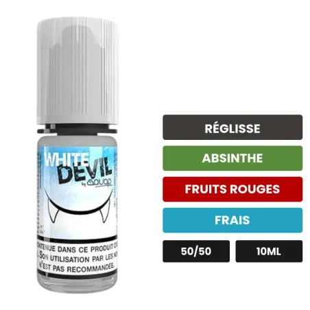 E-liquide White Devil d'Avap, 10 ml, saveurs réglisse, absinthe, fruits rouges et 1 autre.