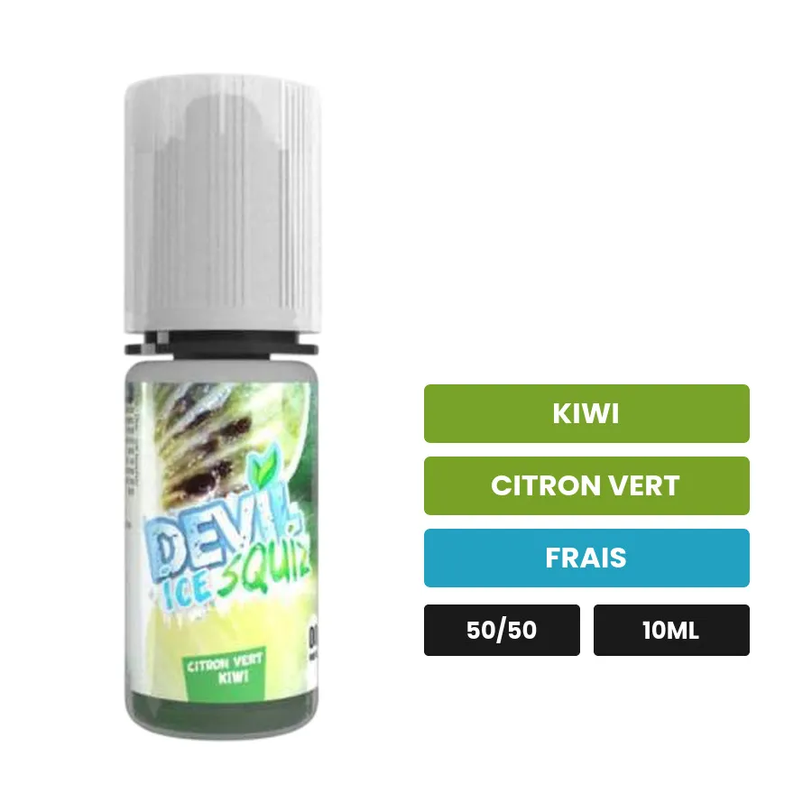 E-liquide Citron Vert Kiwi Ice d'Avap, 10 ml, saveurs kiwi, citron vert et frais.