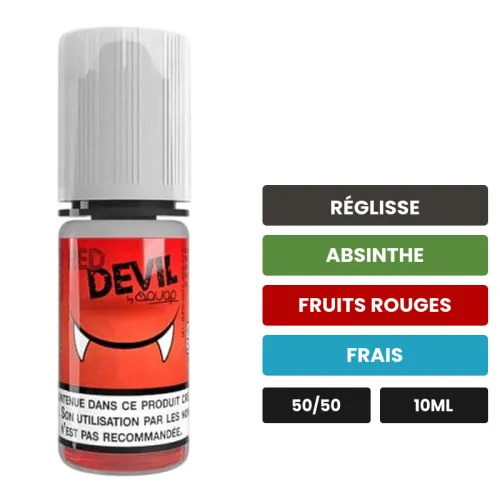 E-liquide Red Devil d'Avap, 10 ml, saveurs réglisse, absinthe, fruits rouges et 1 autre.