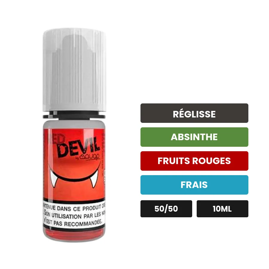 E-liquide Red Devil d'Avap, 10 ml, saveurs réglisse, absinthe, fruits rouges et 1 autre.