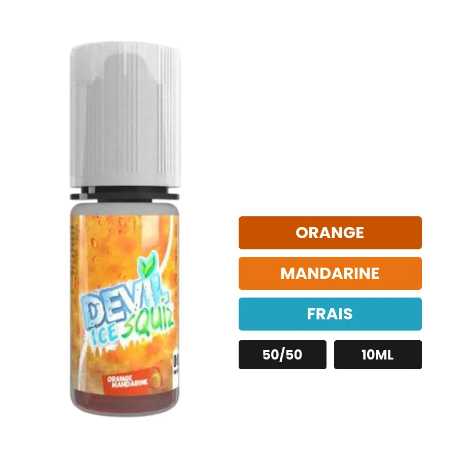 E-liquide Orange Mandarine Ice d'Avap, 10 ml, saveurs orange, mandarine et frais.