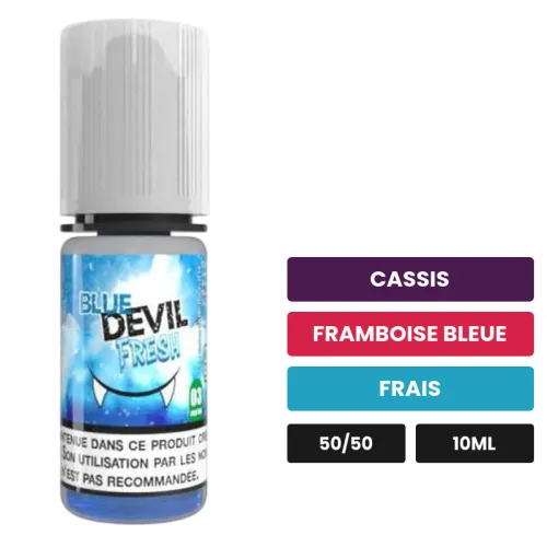 E-liquide Blue Devil Fresh d'Avap, 10 ml, saveurs cassis, framboise bleue et frais.