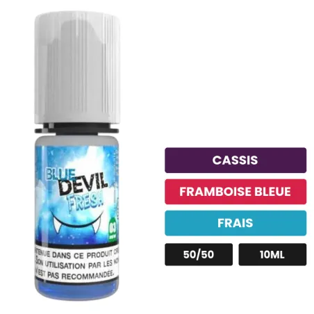 E-liquide Blue Devil Fresh d'Avap, 10 ml, saveurs cassis, framboise bleue et frais.