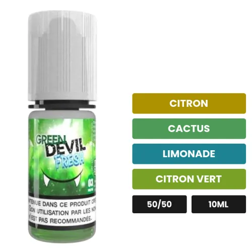 E-liquide Green Devil Fresh d'Avap, 10 ml, saveurs citron, cactus, limonade et 2 autres.