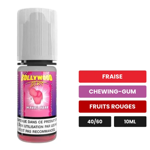 E-liquide Mahal Abar d'Avap, 10 ml, saveurs fraise, chewing-gum et fruits rouges.