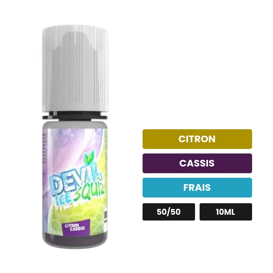E-liquide Citron Cassis Ice d'Avap, 10 ml, saveurs citron, cassis et frais.
