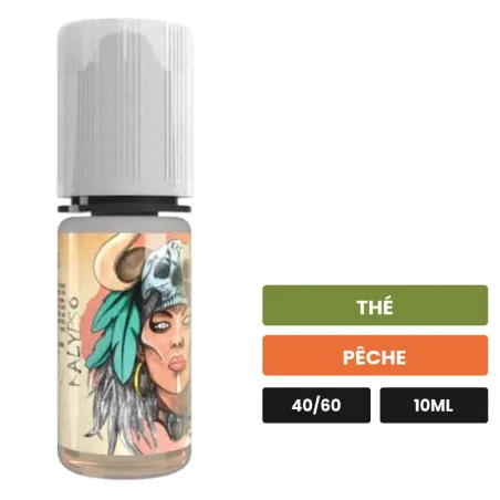 E-liquide Kalypso d'Avap, 10 ml, saveurs thé et pêche.