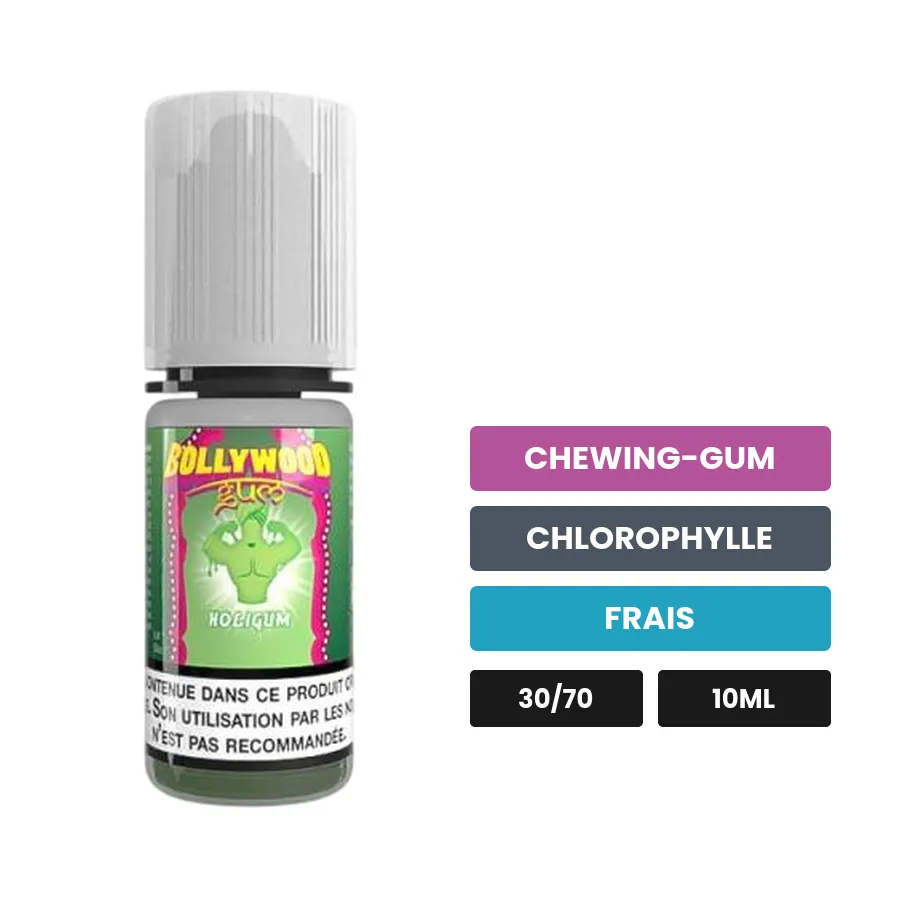 E-liquide Holigum d'Avap, 10 ml, saveurs chewing-gum, chlorophylle et frais.