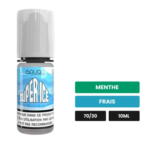 E-liquide Super Ice d'Avap, 10 ml, saveurs menthe et frais.