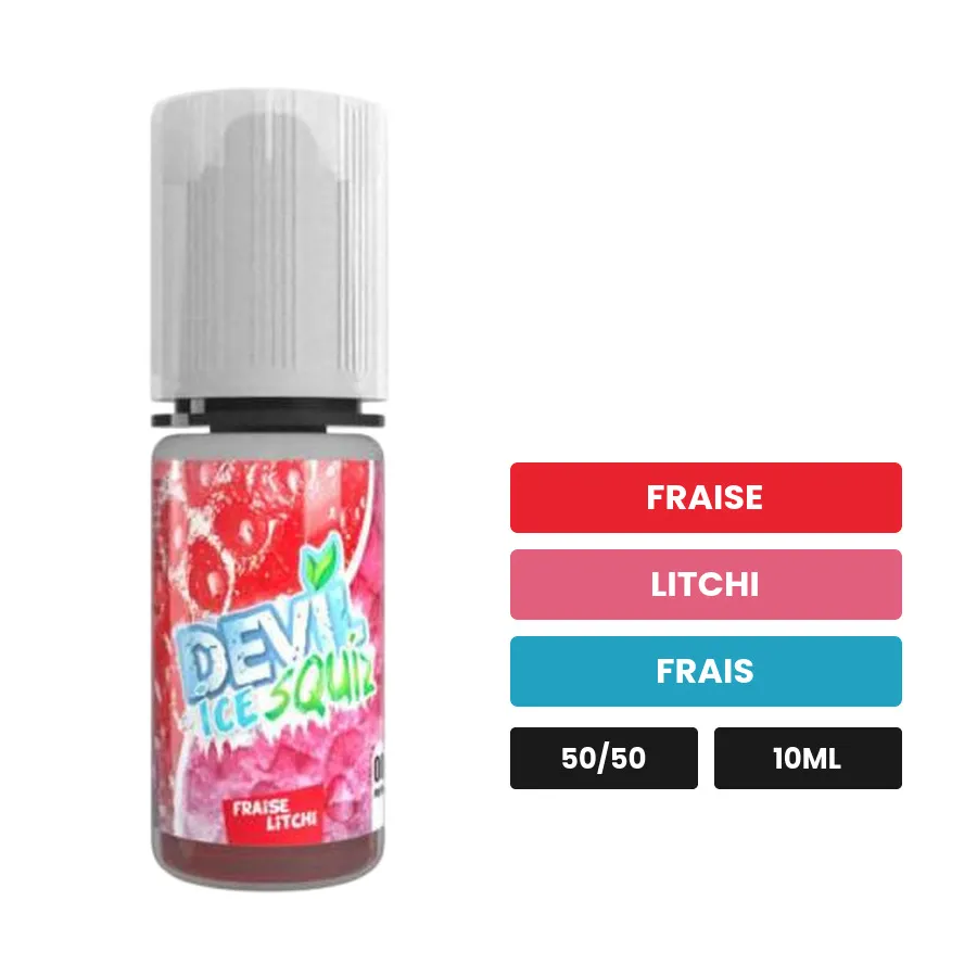 E-liquide Fraise Litchi Ice d'Avap, 10 ml, saveurs fraise, litchi et frais.