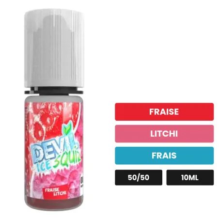 E-liquide Fraise Litchi Ice d'Avap, 10 ml, saveurs fraise, litchi et frais.