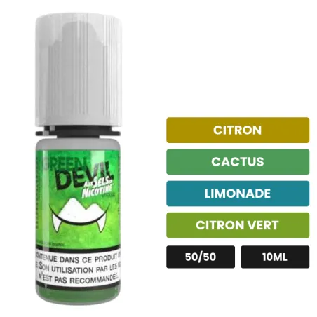 E-liquide Green Devil d'Avap, 10 ml, saveurs citron, cactus, limonade et 2 autres.