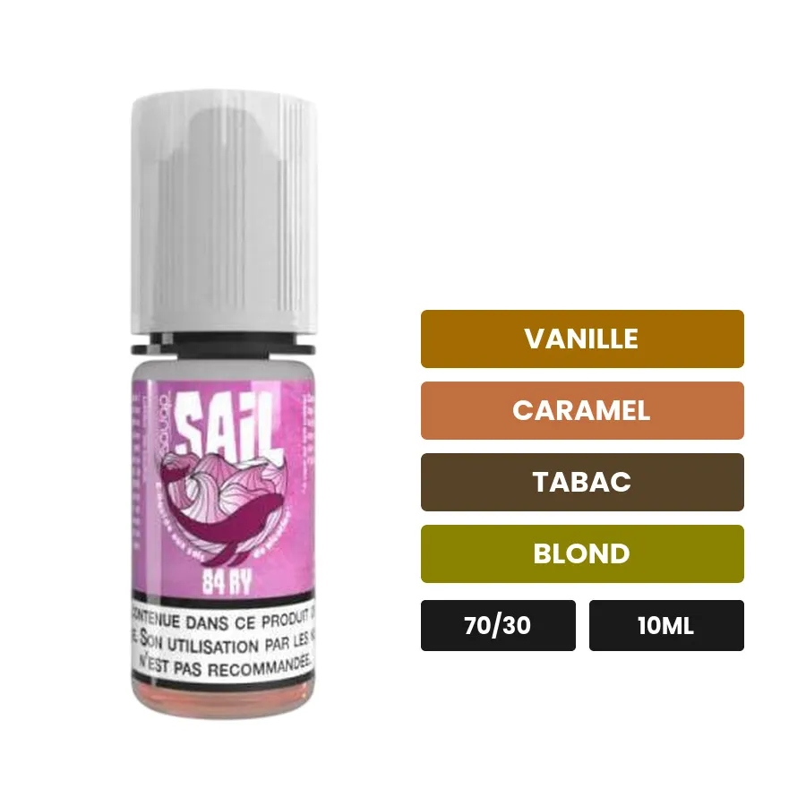 E-liquide 84ry d'Avap, 10 ml, saveurs vanille, caramel, tabac et 1 autre.