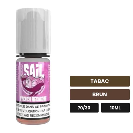 E-liquide French Hexagone d'Avap, 10 ml, saveurs tabac et brun.