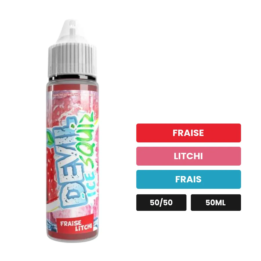 E-liquide Fraise Litchi Ice d'Avap, 50 ml, saveurs fraise, litchi et frais.