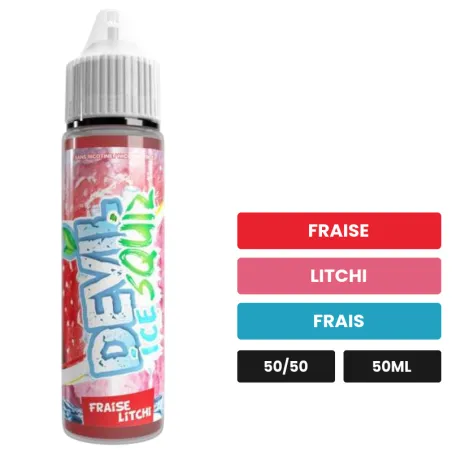 E-liquide Fraise Litchi Ice d'Avap, 50 ml, saveurs fraise, litchi et frais.