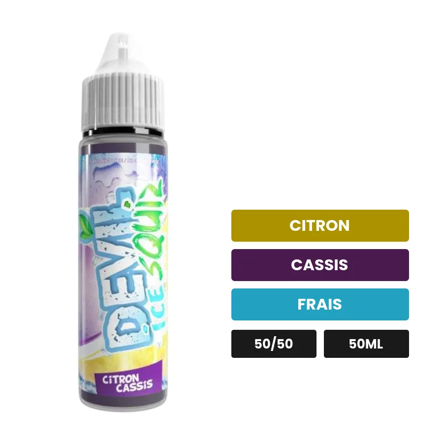E-liquide Citron Cassis Ice d'Avap, 50 ml, saveurs citron, cassis et frais.