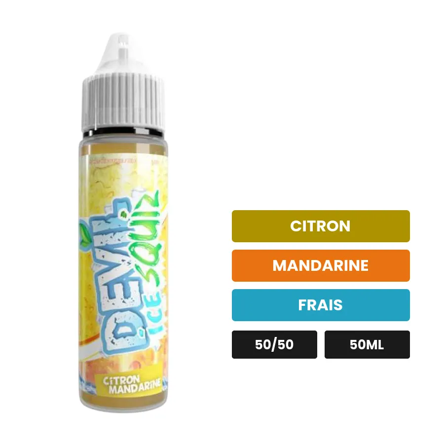 E-liquide Citron Mandarine Ice d'Avap, 50 ml, saveurs citron, mandarine et frais.
