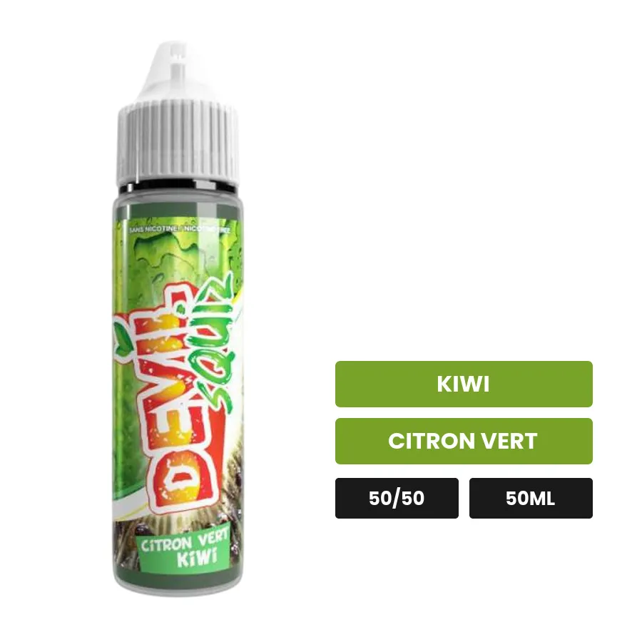 E-liquide Citron Vert Kiwi d'Avap, 50 ml, saveurs kiwi et citron vert.