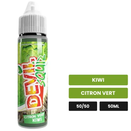 E-liquide Citron Vert Kiwi d'Avap, 50 ml, saveurs kiwi et citron vert.