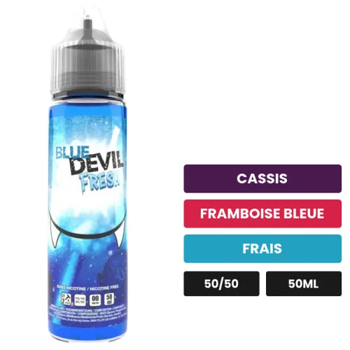 E-liquide Blue Devil Fresh d'Avap, 50 ml, saveurs cassis, framboise bleue et frais.