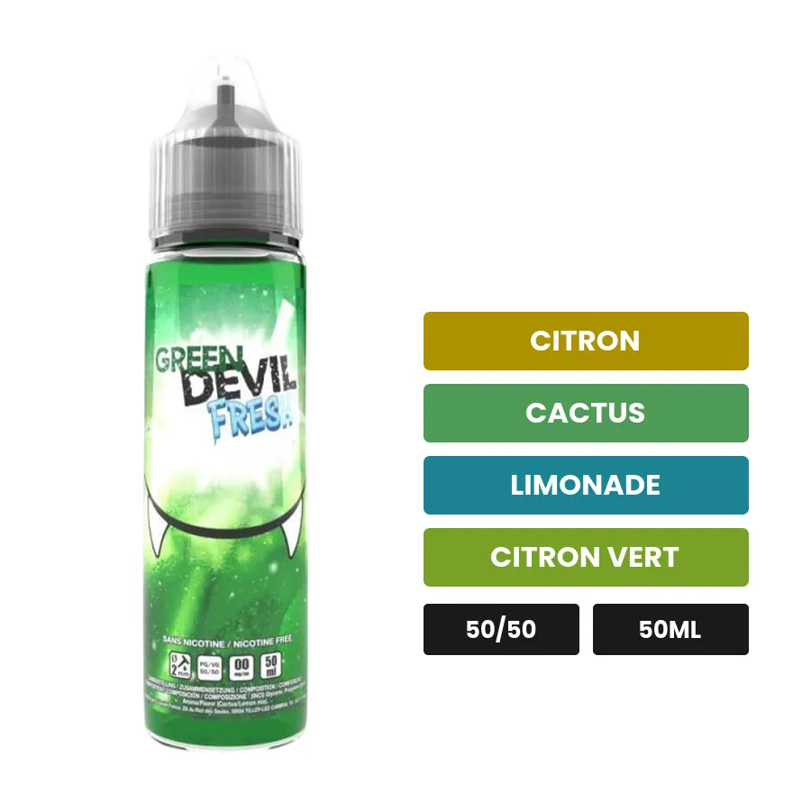E-liquide Green Devil Fresh d'Avap, 50 ml, saveurs citron, cactus, limonade et 2 autres.