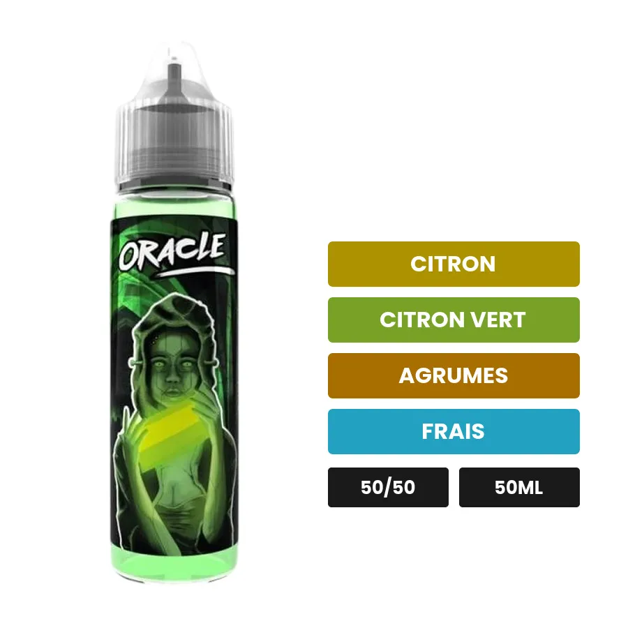 E-liquide Oracle d'Avap, 50 ml, saveurs citron, citron vert, agrumes et 1 autre.
