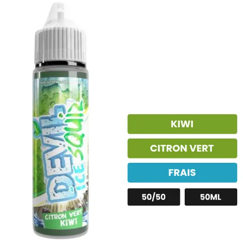 E-liquide Citron Vert Kiwi Ice d'Avap, 50 ml, saveurs kiwi, citron vert et frais.