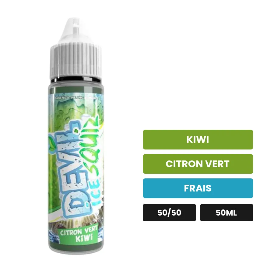 E-liquide Citron Vert Kiwi Ice d'Avap, 50 ml, saveurs kiwi, citron vert et frais.