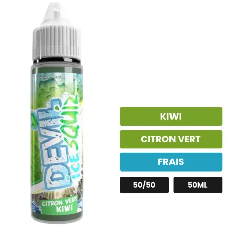 E-liquide Citron Vert Kiwi Ice d'Avap, 50 ml, saveurs kiwi, citron vert et frais.