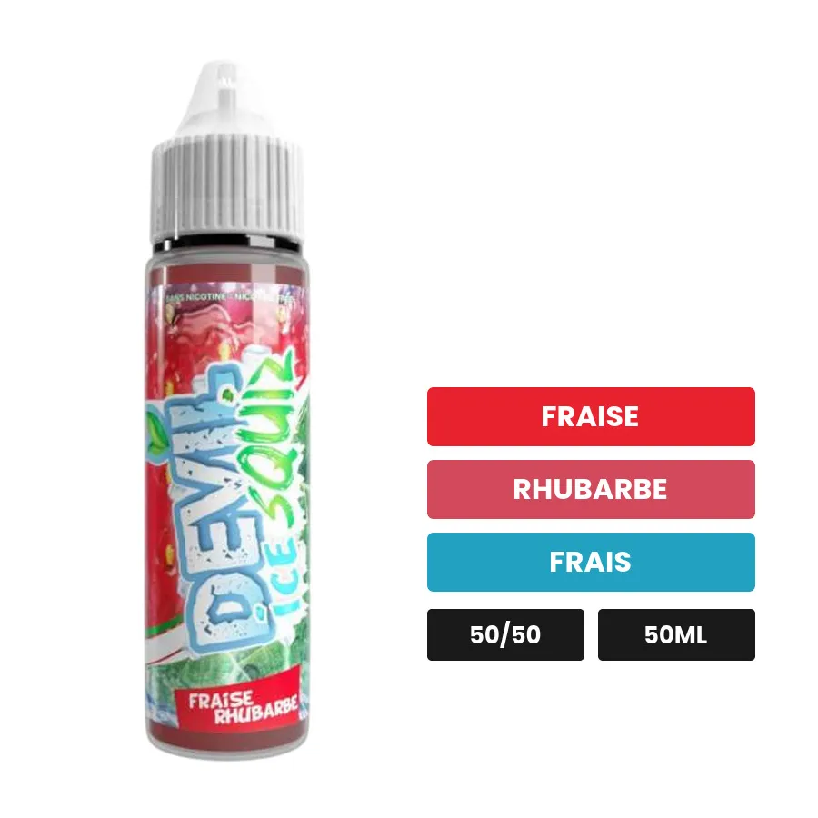 E-liquide Fraise Rhubarbe Ice d'Avap, 50 ml, saveurs fraise, rhubarbe et frais.
