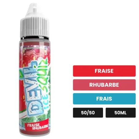 E-liquide Fraise Rhubarbe Ice d'Avap, 50 ml, saveurs fraise, rhubarbe et frais.