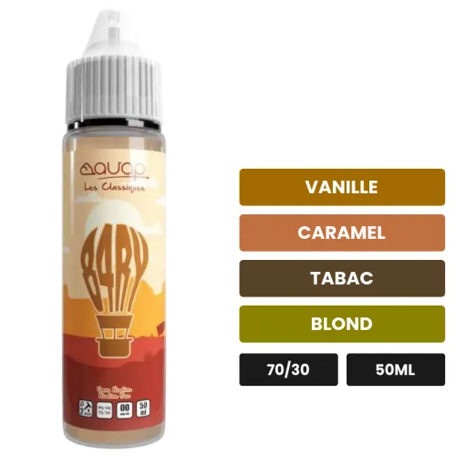 E-liquide 84ry d'Avap, 50 ml, saveurs vanille, caramel, tabac et 1 autre.
