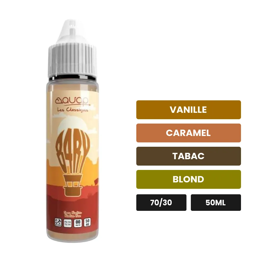 E-liquide 84ry d'Avap, 50 ml, saveurs vanille, caramel, tabac et 1 autre.