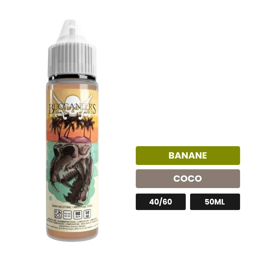 E-liquide Skull Island d'Avap, 50 ml, saveurs banane et coco.