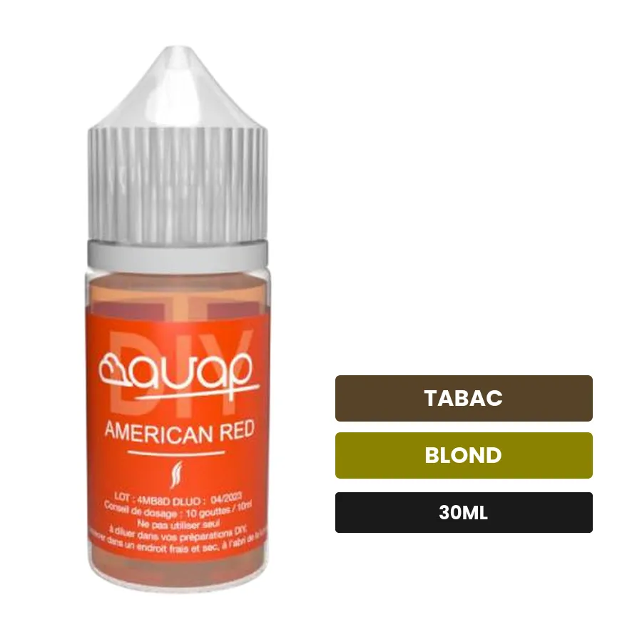 Arome concentre American Red d'Avap, 30 ml, saveurs tabac et blond.