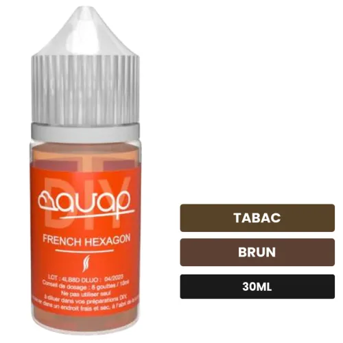 Arome concentre French Hexagone d'Avap, 30 ml, saveurs tabac et brun.