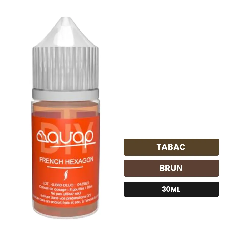 Arome concentre French Hexagone d'Avap, 30 ml, saveurs tabac et brun.