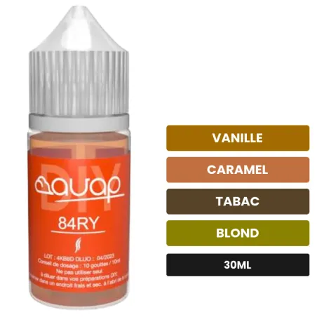 Arome concentre 84ry d'Avap, 30 ml, saveurs vanille, caramel, tabac et 1 autre.