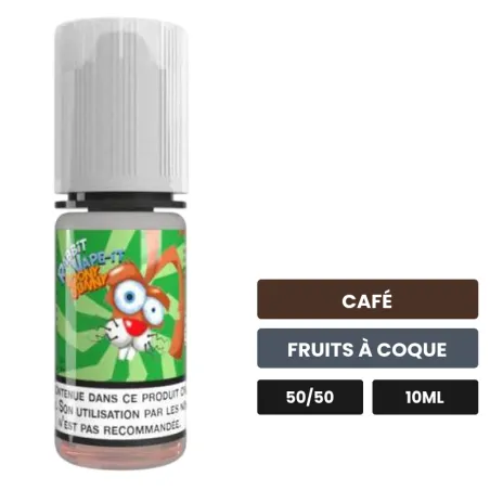 E-liquide Loony Bunny d'Avap, 10 ml, saveurs café et fruits à coque.