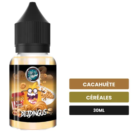 Arome concentre Dejdingus de Belgi'ohm, 30 ml, saveurs cacahuète et céréales.