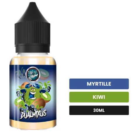 Arome concentre Dualmixus de Belgi'ohm, 30 ml, saveurs myrtille et kiwi.