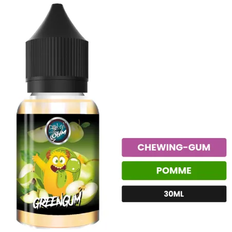 Arome concentre Greengum de Belgi'ohm, 30 ml, saveurs chewing-gum et pomme.