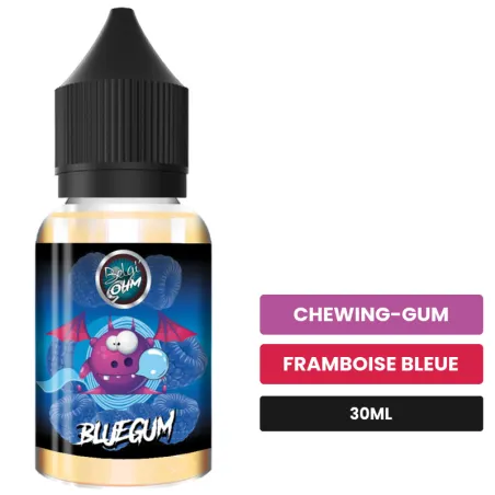 Arome concentre Bluegum de Belgi'ohm, 30 ml, saveurs chewing-gum et framboise bleue.