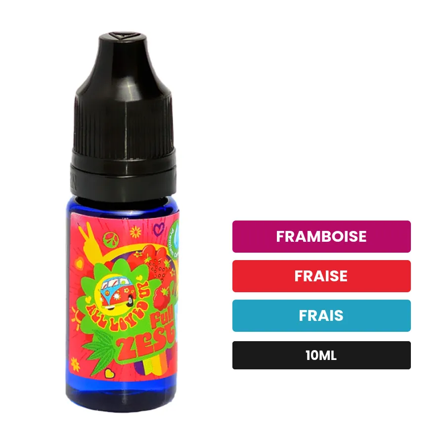 Arome concentre Full Zest de Big Mouth, 10 ml, saveurs framboise, fraise et frais, sans nicotine — arôme à diluer de nicotine.