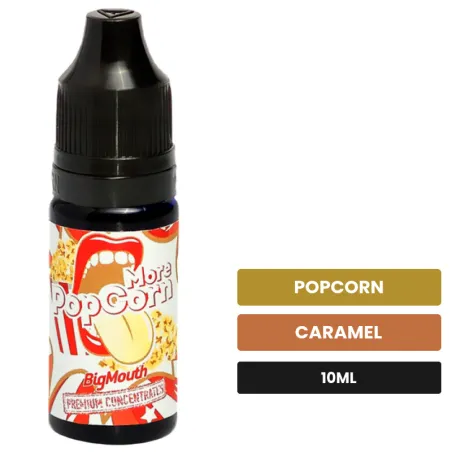 Arome concentre More Popcorn de Big Mouth, 10 ml, saveurs popcorn et caramel, sans nicotine — arôme à diluer de nicotine.