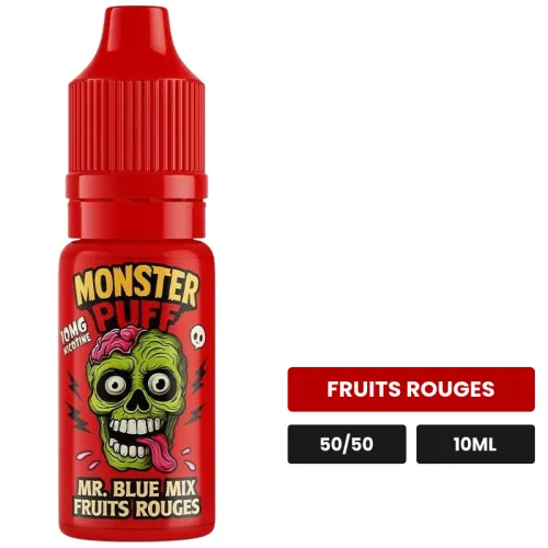 E-liquide Mr Blue de Monster Puff, 10 ml, saveur fruits rouges.
