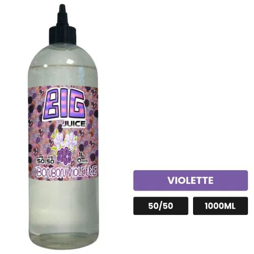E-liquide Bonbon Violette de Big Juice, 1000 ml, saveur violette, sans nicotine de nicotine.