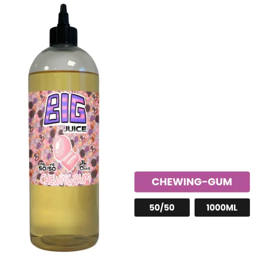 E-liquide Gum Gum de Big Juice, 1000 ml, saveur chewing-gum, sans nicotine de nicotine.