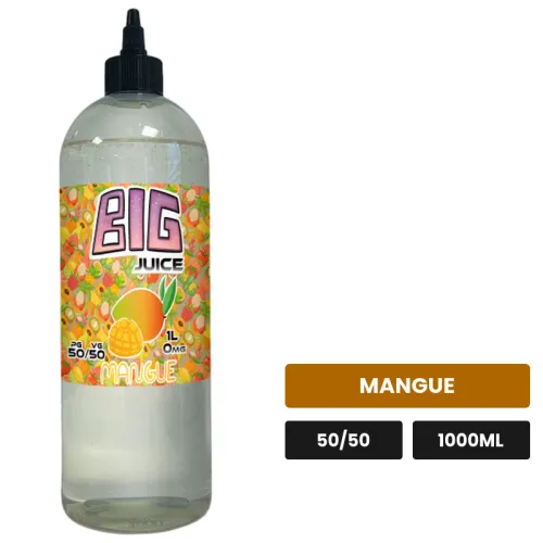 E-liquide Mangue de Big Juice, 1000 ml, saveur mangue, sans nicotine de nicotine.